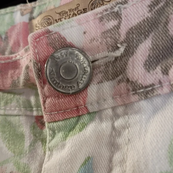 Nine West Vintage America Boho Floral Ankle Pants Denim Multicolor Women's 12 🌸 - Picture 5 of 10